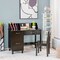Dark Brown Kids Study Desk Chair Set Table Storage Cabinet 3-8 Yrs